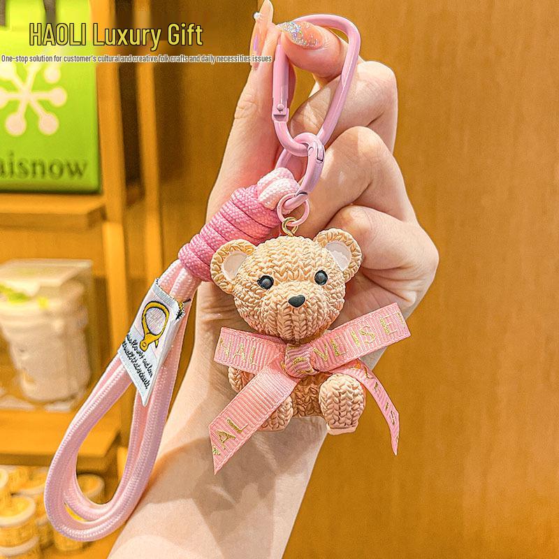 Trendy Cartoon Resin Woolen Bear Keychain Pendant - Cute Backpack Charm & Claw Machine Gift