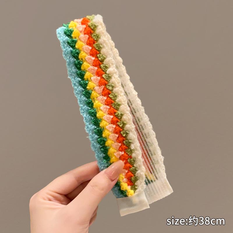 

Детская повязка для укладки выбившихся волос Винтажная вязаная на липучке Милая повязка для девочки Аксессуары для волос для девочек Диадемы