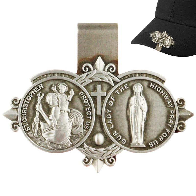 St Christopher MedalFor Car Saint Christopher Visor Clip Catholic Visor Clips For Cars Driving Decorations