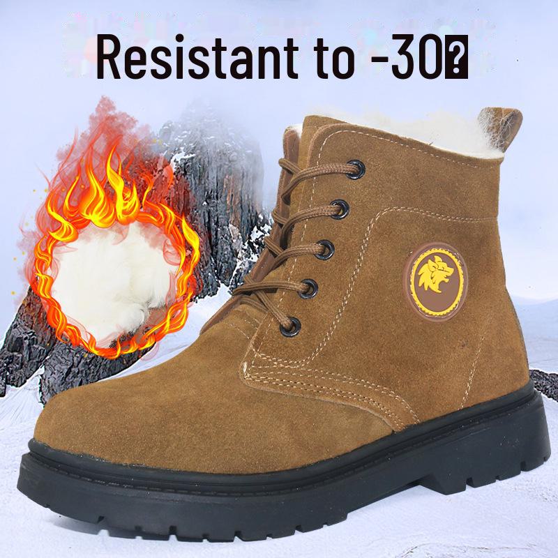 

Мужские рабочие ботинки из утолщенной меховой шерсти и коровьей кожи - утепленные ботинки Martin Snow/Welding 39