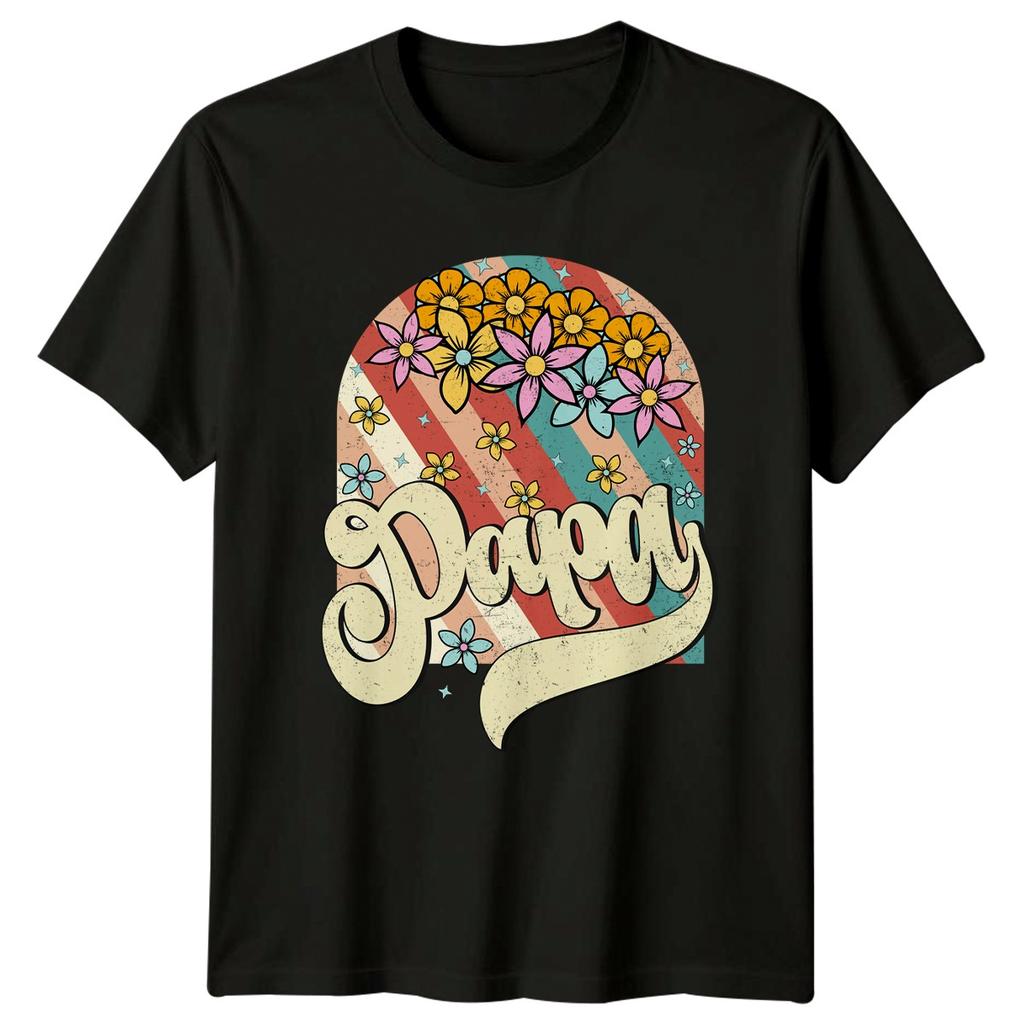 Papa Unisexs TShirt Retro Floral Family Fathers Day Gift For Him