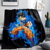 Cartoon Goku Pattern Flannel Blanket, High Quality Comfortable for All Seasons, Home Decor, Warmth and Comfort, Perfect for Gifts.
