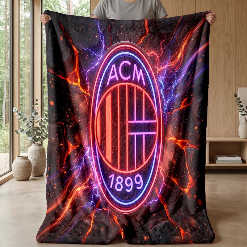 AC Milan Theme Blanket Soft Flannel Blanket Plush Throw Blanket Cozy Sofa Bed Blanket for Home Decor