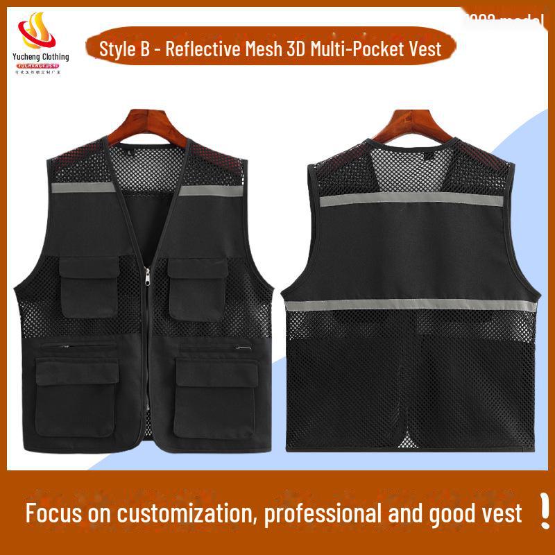 Custom Logo Emergency Management Safety Vest - Multi-Pocket Workwear for Photojournalists