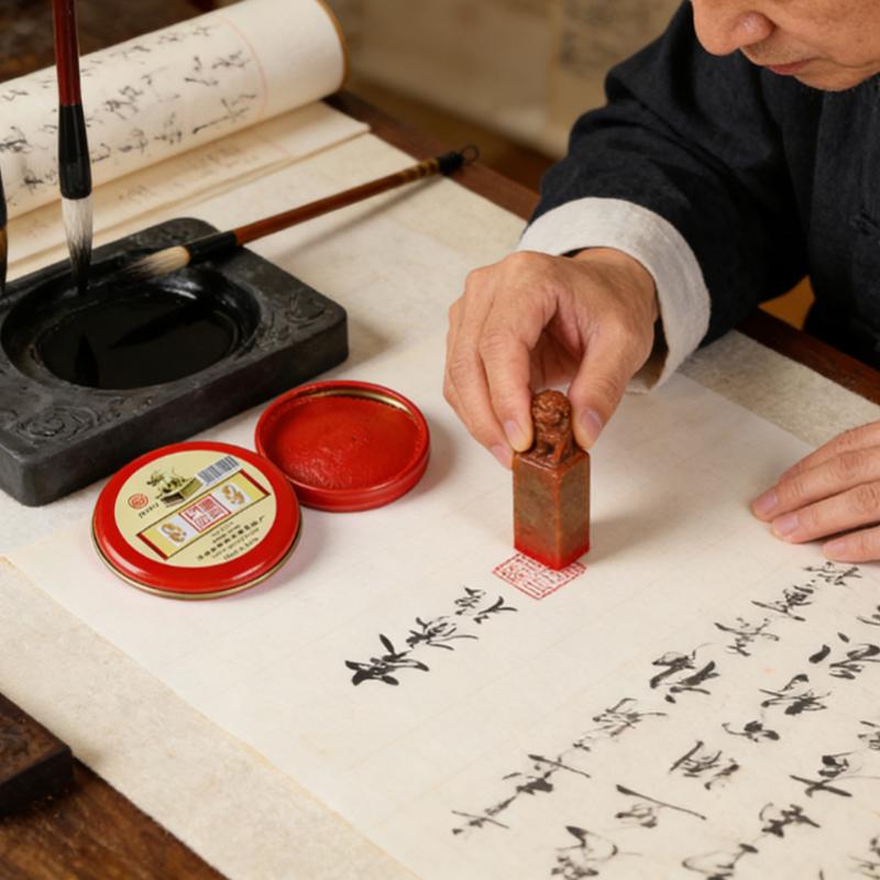 3pcs Red Mini Ink Pad & Red Ink Paste - Suitable for Office, Home, DIY , Calligraphy, Painting and Chinese Traditional Painting