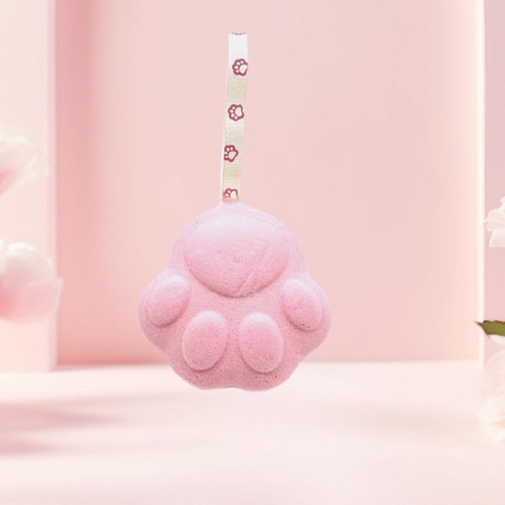 Tragbarer weicher Baby-Badeschwamm mit Hautschichtenentferner und Lanyard, Duschbälle in Katzenpfotenform, Baby-Gesichtswaschschwamm, Badezubehör