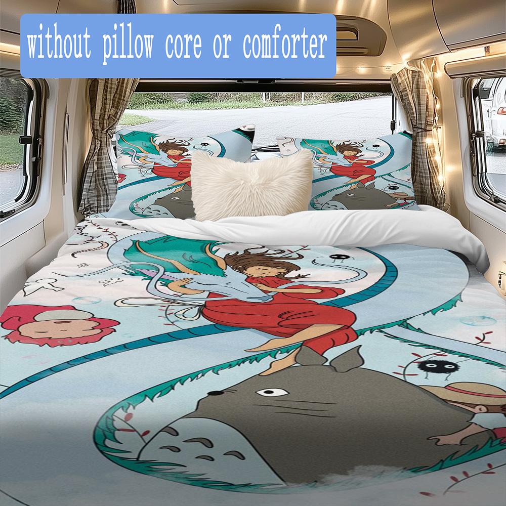 Chihiro Pattern Bedding,Quilt Set Quilt Cover Pillowcase Home Birthday Gift (1*duvet Cover+2*pillowcase,without core)XSJT0917445