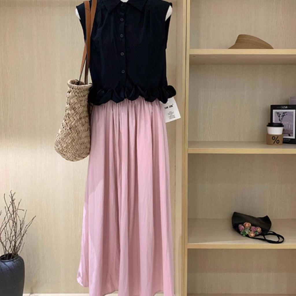 Elegant Summer Sleeveless Blouse & Long Skirt Set for Women - This Year's Popular Two-Piece