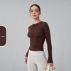 Autumn/Winter Versatile Round Neck Base Layer Sport Top - High Elasticity, Breathable Yoga Fitness Long Sleeve