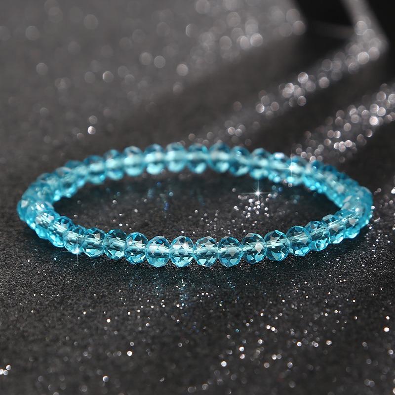Square imitation crystal chain bead bracelet Bohemian style glass crystal bracelet Simple and sweet bracelet jewelry