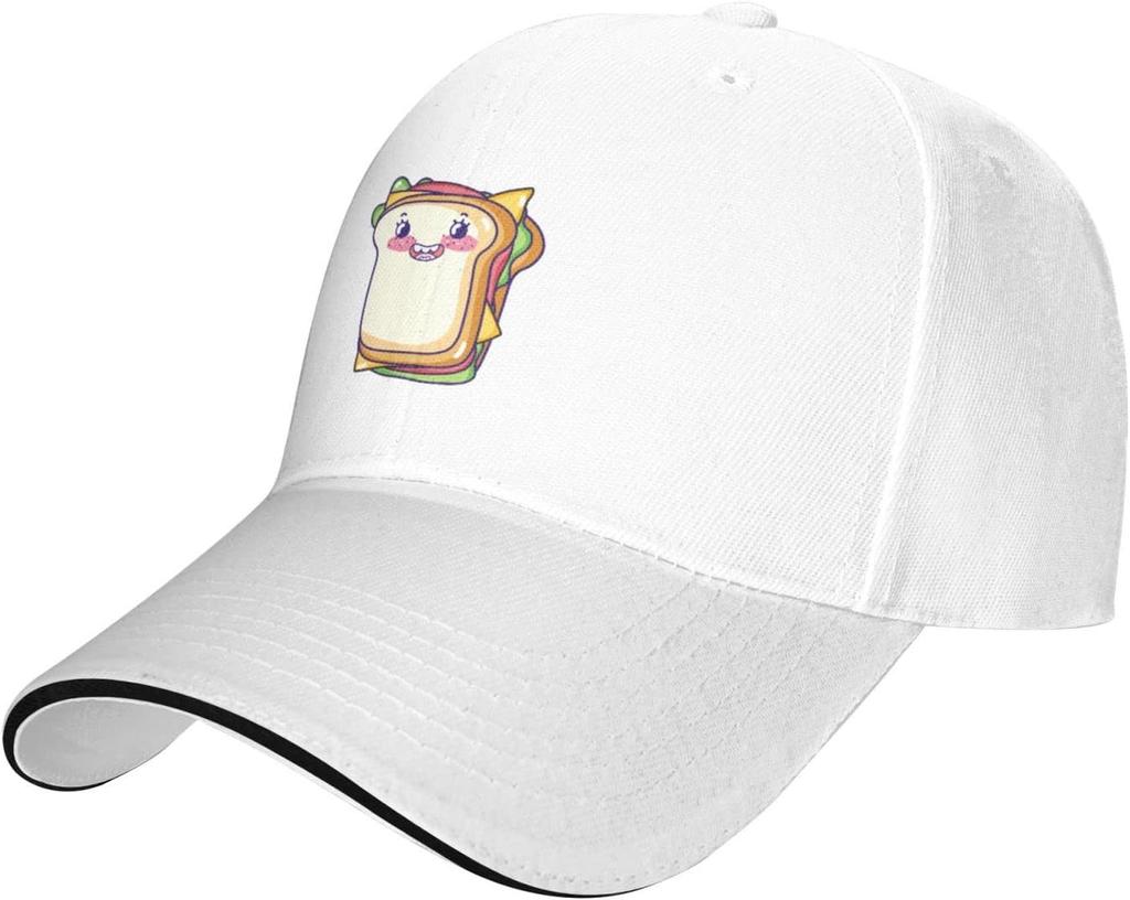Cute Sandwich Print Baseball Cap Polyester Adjustable Casual Sun Protection Dad Hat for Unisex