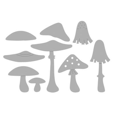 Template for Stamping - RAYHER - Mushrooms - 9 Pieces - Steel - Compatible with Die-cutting Machines