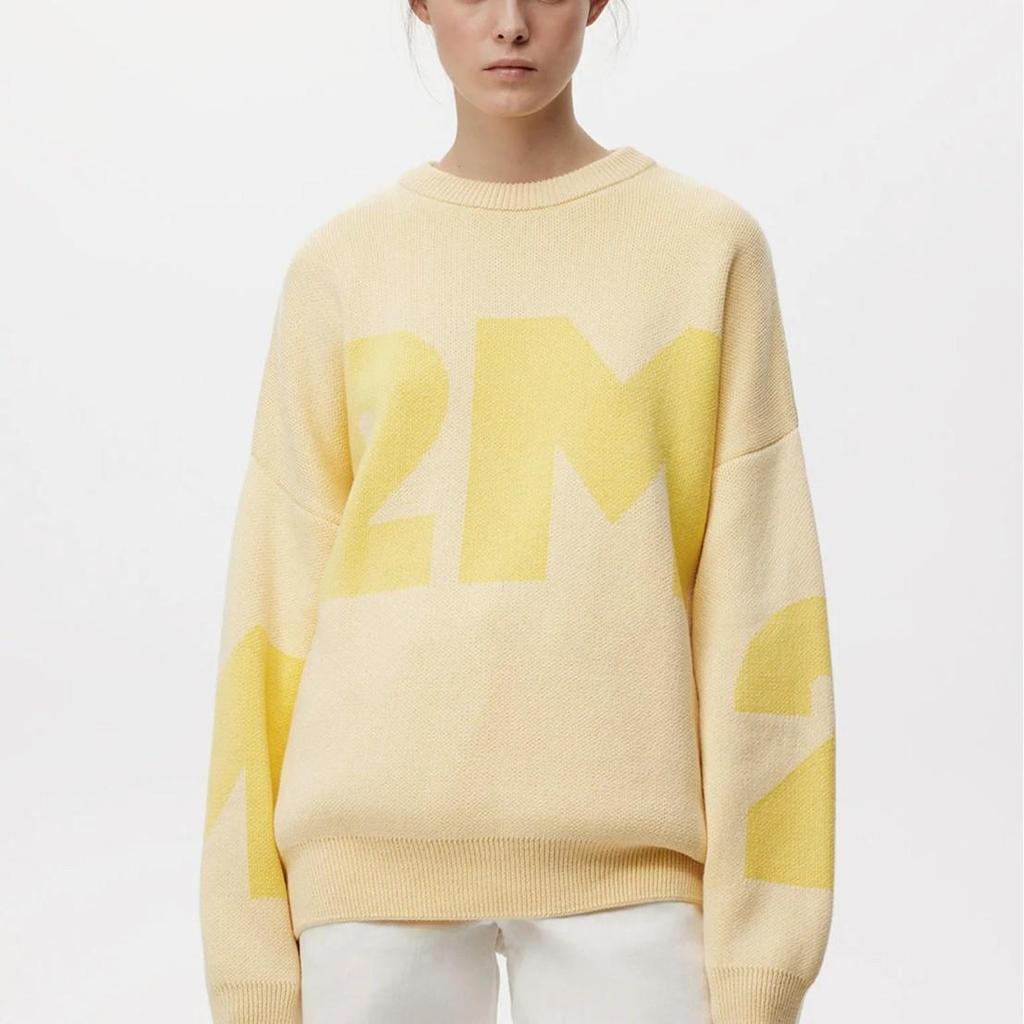 073 Loose Letter Wool Cross-Stitch Knitwear - Round Neck European & American Autumn/Winter Style