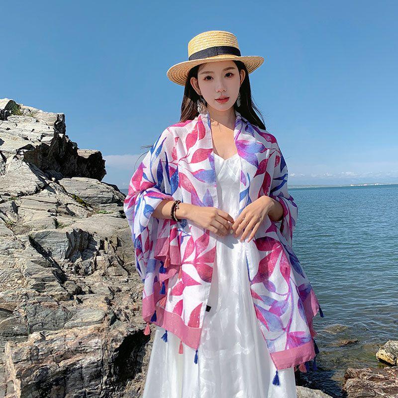 

Хлопковая и льняная шаль для женщин, одежда для отдыха на природе, путешествия, фотографии, цветной шарф, солнцезащитный длинный шарф