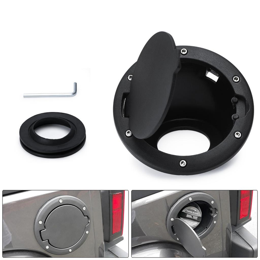 Gas Cap Cover Fuel Tank Door with Keys for JK & Unlimited 2007-2018