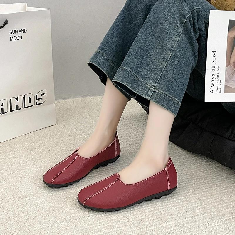 2024 High-quality Hot-selling Solid Color Non-lace-up Cuff Fashion Round-toe Shallow Slip-on Versatile Women's Shoes Zapatos
