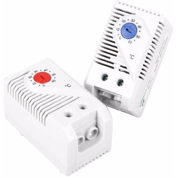 Temperature Controller, KTO011 0-60℃ Adjustable Compact Electric Mechanical Thermostat Switch, Normally Closed, Red Buttom,
