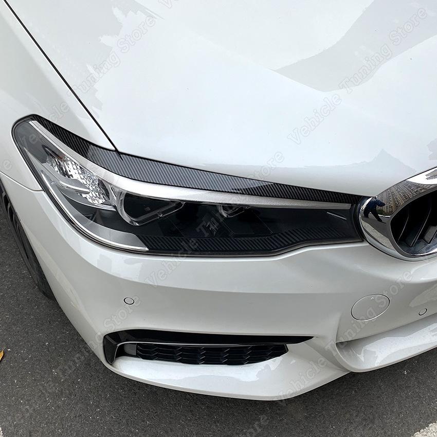 For BMW 5 Series G30 G31 2pcs ABS Glossy Evil Headlight Eyelids Eyebrows M5 520 525 530 540 2017- 3D Stickers