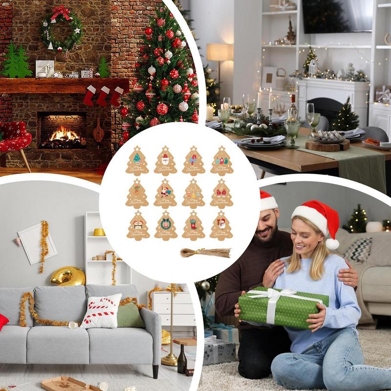 Christmas Tree Ornaments Set Cartoon Decorative Holiday Labels Portable Hangable Decoration Cute Ornaments Set For Home Work