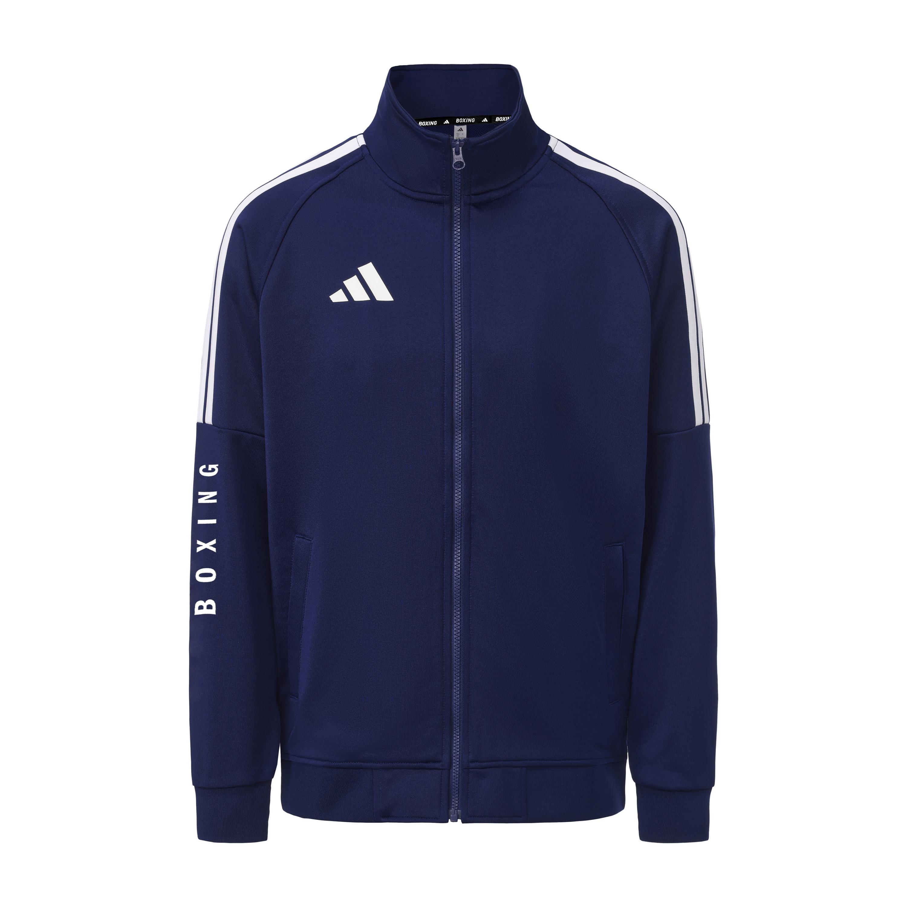 Adidas Боксерская куртка с тремя полосками, повседневная, универсальная, в стиле ретро, классическая полосатая куртка, куртка унисекс, темно-синяя TR30JR1BX-DBW S