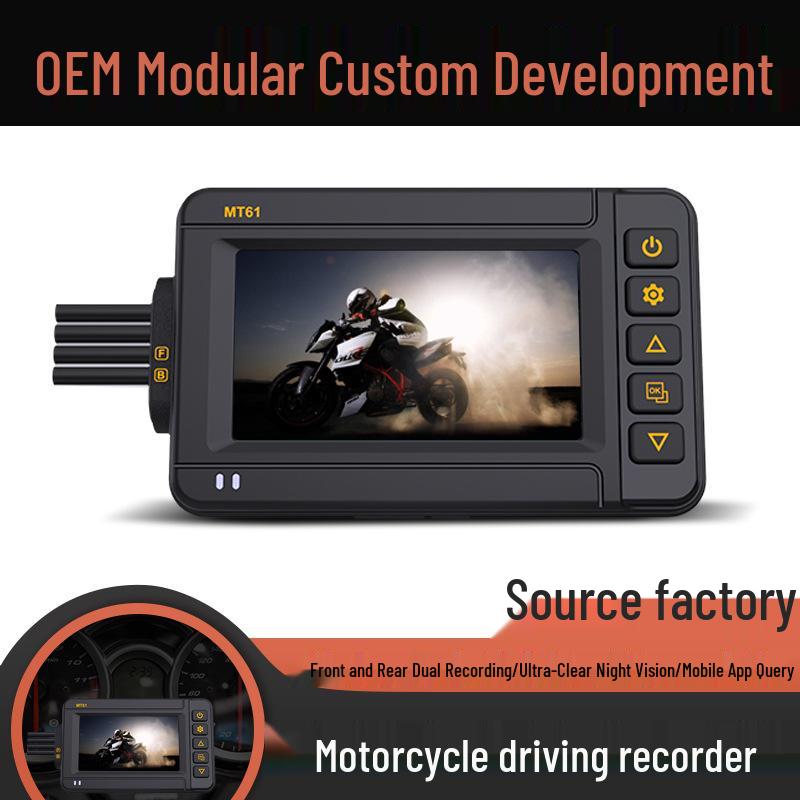 Dual-Lens 4K 60FPS Waterproof Motorcycle Dash Cam with HDR