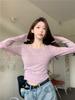 Sweet Hanging Neck Fake Two Pieces Tops Women Korean Chic Bottoming Slim T-Shirt Harajuku Fashion Casual Clothes Autumn 2024 New