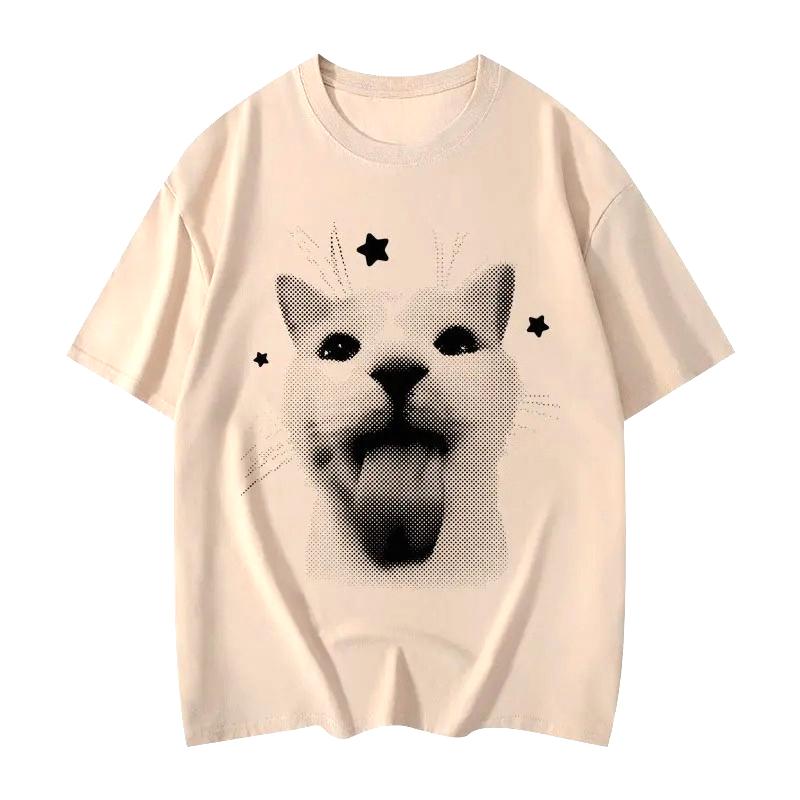 Funny Cat Meme Graphic T Shirts Men Women Clothing Y2k T-shirts Fashion Trend Vintage Short Sleeve T-shirt