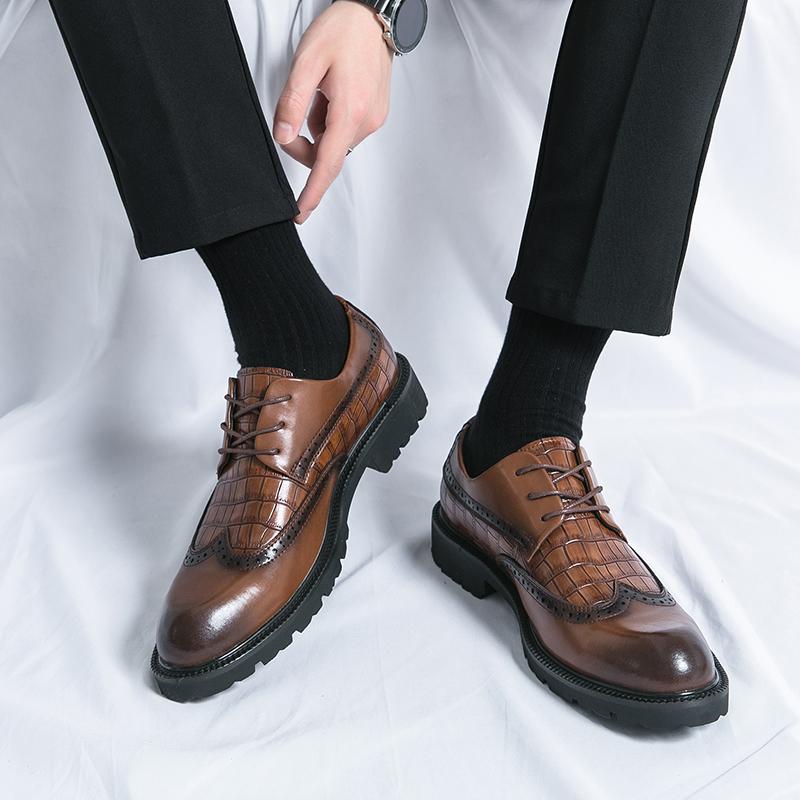 Fashion Black Leather Shoes for Men Oxfords Lace Up Male Wedding Party Office Work Shoes Elegant Designer Brand Dress Shoes for Men