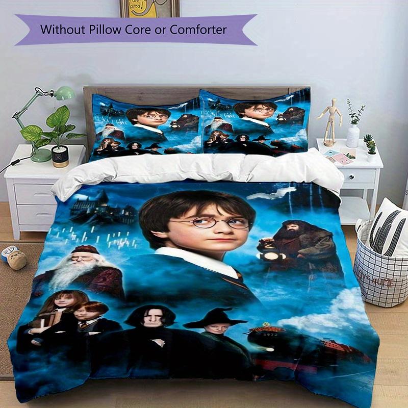 3pcs Hogwarts Wizardry Harry Potter Bedding Set, Including 1 Quilt Cover and 2 Pillow Shams,Soft and Comfortable Home Bedroom.F033
