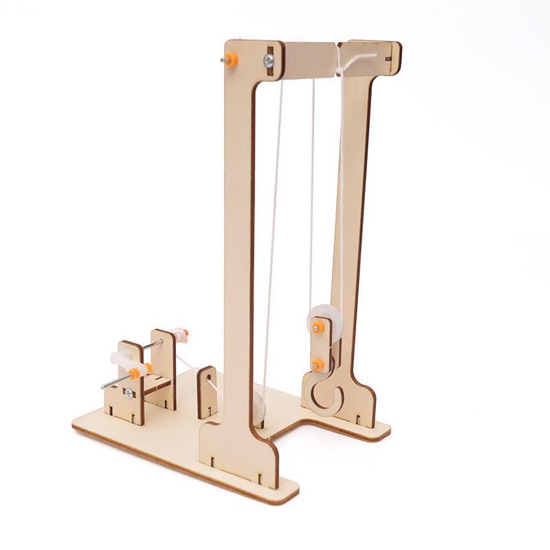 Creative Wooden Diy Hand-cranked Crane Kit For Elementary Students Stem Education