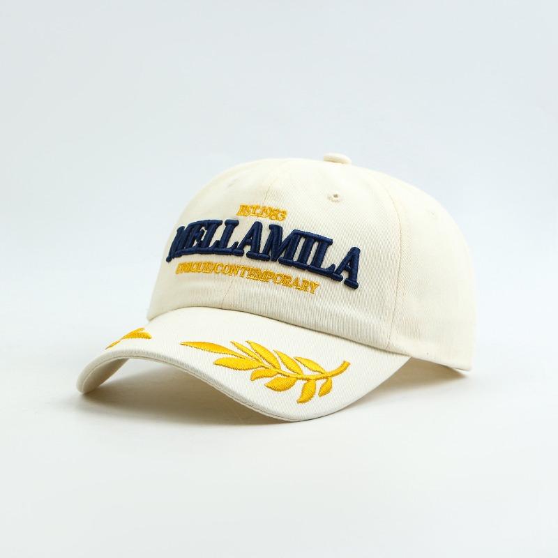 

Color matching embroidery wheat ear dome baseball hat men s and women s new curved brim cap