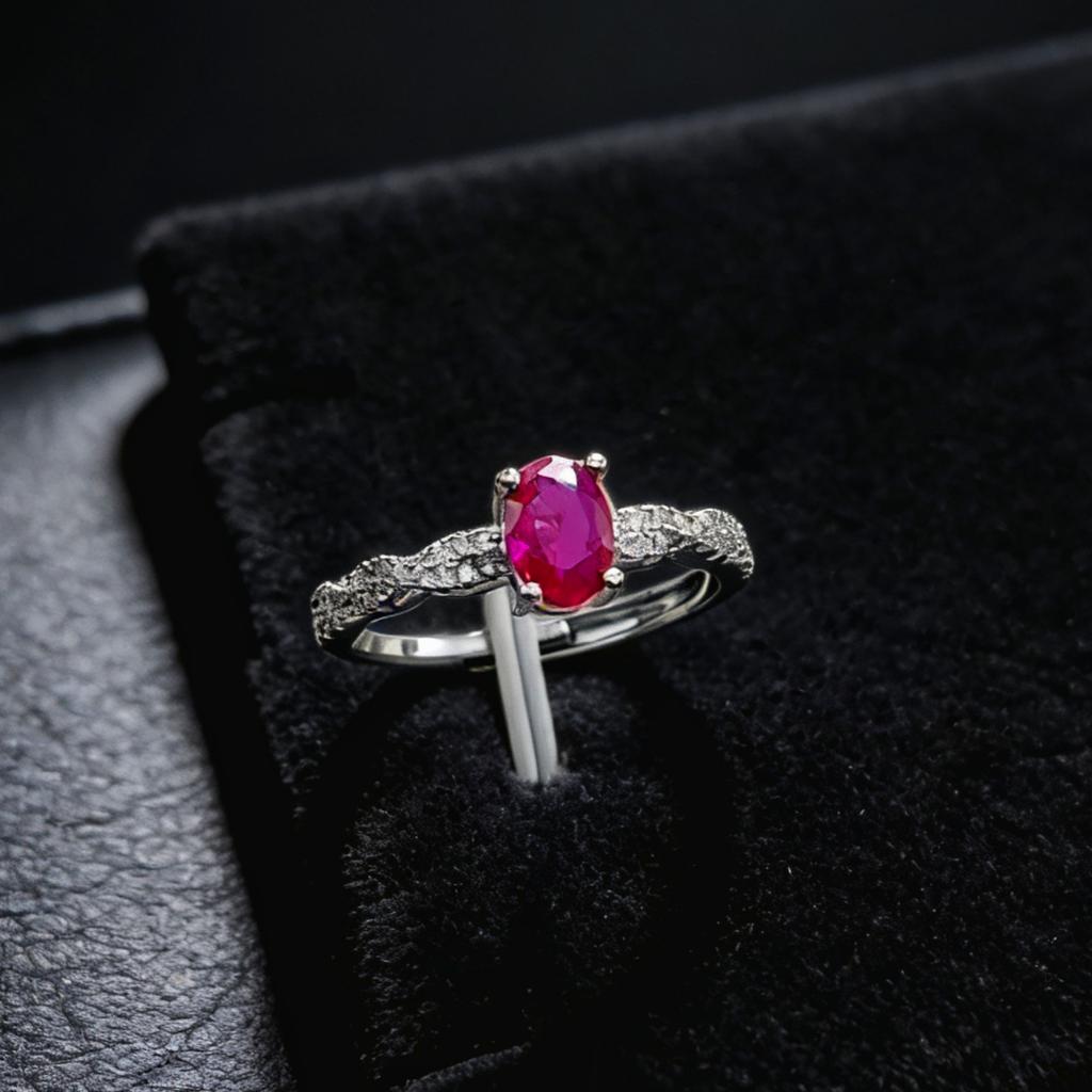 5 * 7 Coconut Round Ruby And Sapphire Ring, Light Luxury High-End Twist Colored Treasure Ring