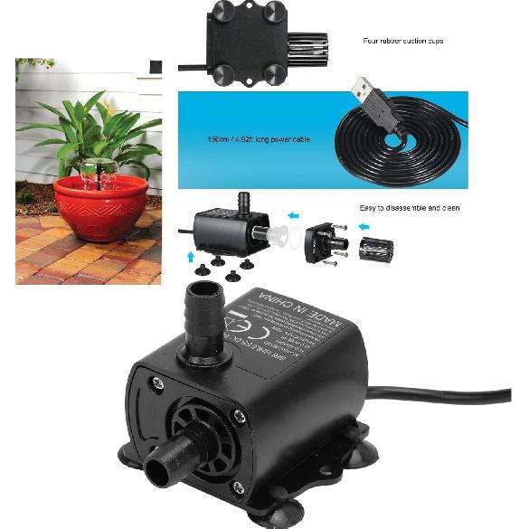 Submersible Water Pump, 400L / H 13.12ft Lift Submersible Pump DC 12V 10W Ultra Quiet Fountain Water Pump, Micro Brushless Fountain Pond Pump for