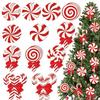 Festive Candy Shaped Photo Backgrounds 12/24/36 Pcs Christmas Tree Decorations, Lollipop Picks for Tree, Red Retro Striped Embellishments White
