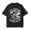 Kayak Fishing T-Shirt Beach Life Happens Fishing Y2K Basic T-Shirts Cotton Popular Tshirt For Male Short Sleeve Design Tops