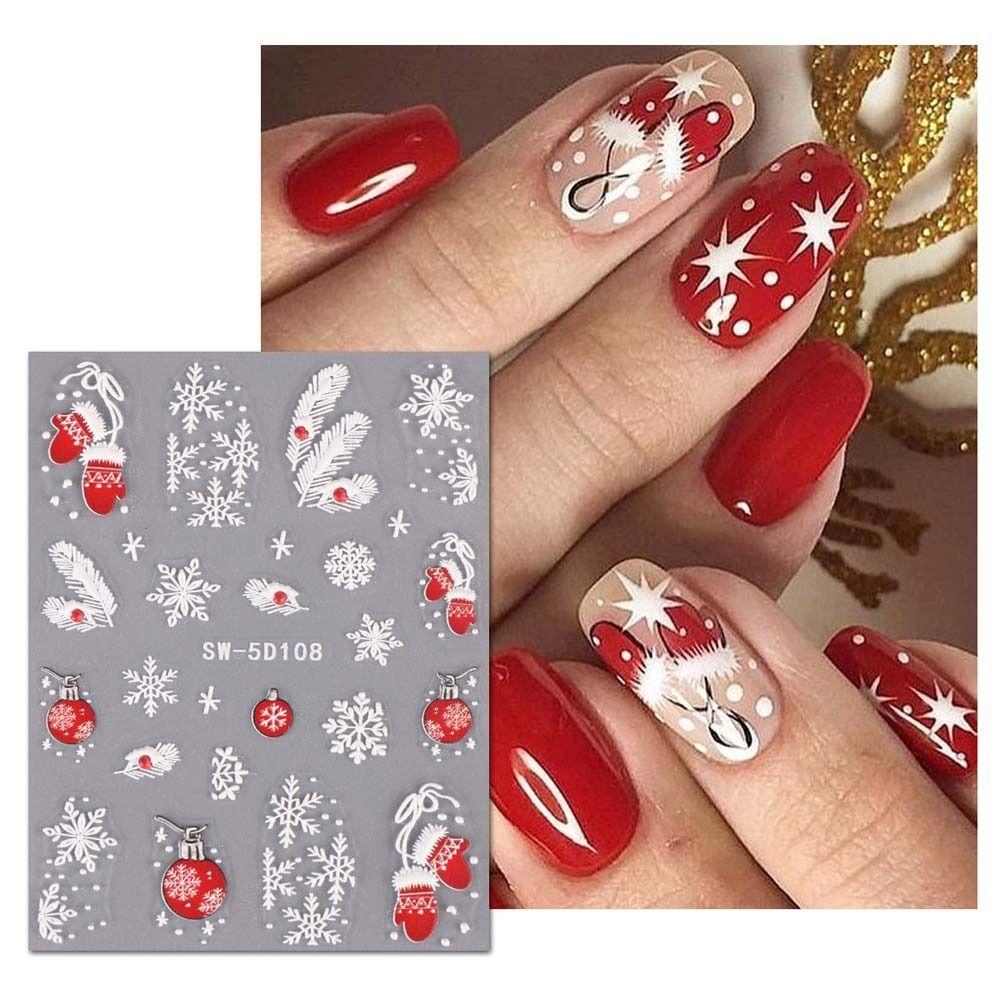 Manicure Ornaments Christmas Nail Decals DIY Nail Charms Christmas Nail Stickers   Nail Salon