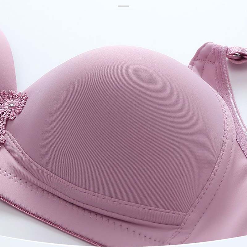 Thin Women's Bra Solid Color Simple Casual Style Comfortable Gather Anti-sagging Underwear Without Steel Ring Large Bra Lightweight Breathable