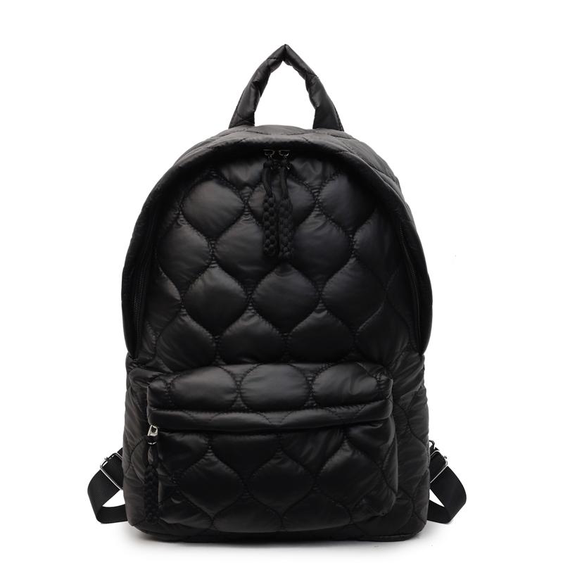 Women s Shoulder Bag Autumn And Winter New Large-capacity Cotton Filled Ladies Casual Backpack Student Backpack Travel Backpacks чёрный