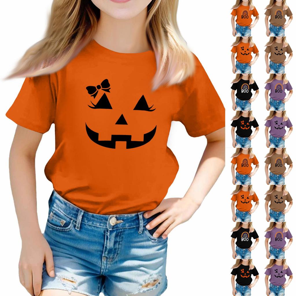Toddler Girl Boy T-Shirts Halloween Day Kids Top Boys And Girls Printed Short Sleeved T-shirt