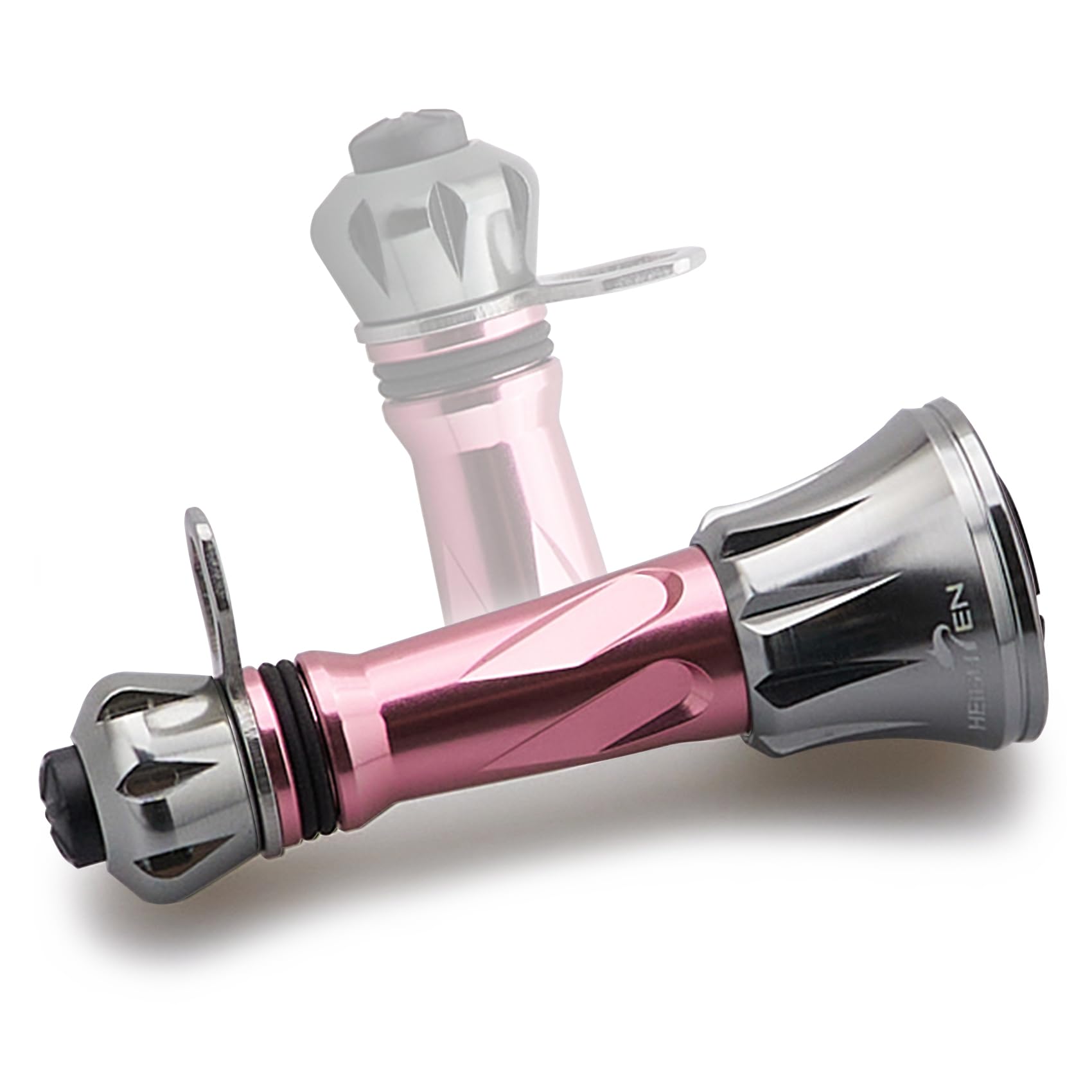 

HEIGHTEN 50mm Folding Reel Luminous Hook Keeper and Line Stopper for Shimano and Daiwa Spinning Reels Pink Stand, (Sakura & Gunmetal) (1219)