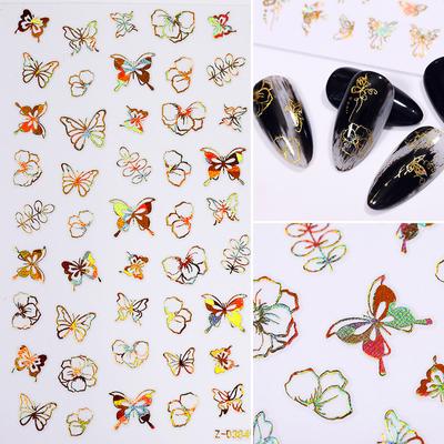 1 Sheet 3D Hollow Butterfly Nail Stickers Transfer Stickers for Nails Feather Nail Art Decals Waterproof Nail Decoration