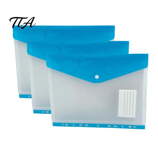 Snap Button Envelope 11 Hole Expanding File Pockets, Reusable PP Document Sleeves, Transparent Tear-resistant Bag Waterproof Organizer for Home Office