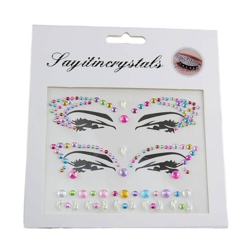 Fashion 3D Face Tattoo Crystal Sticker Fake Tattoo Temporary Tattoo Sticker  Girls