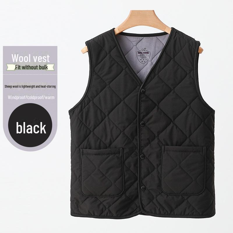 

Теплый зимний жилет из шерсти в парном стиле с бархатом и двойными карманами для мужчин и женщин Women s 3XL чёрный