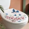 Watercolor Flower Bird Toilet Bathroom Toilet with Home Beautification Stickers Self-adhesive