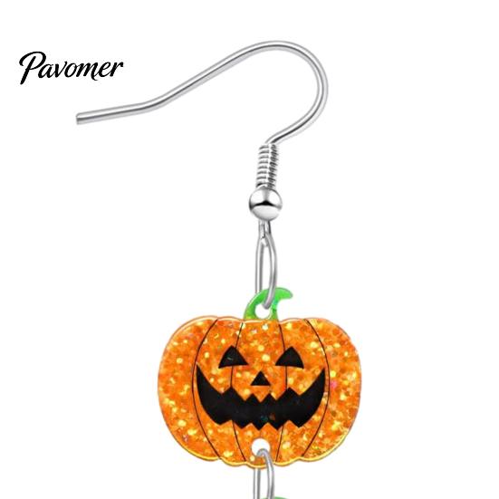 Retro Statement Earrings for Holiday Party 1 Pair Halloween Women, Acrylic Gothic Dangle Earrings, Personalized Gifts Women Spooky Bat Pumpkin