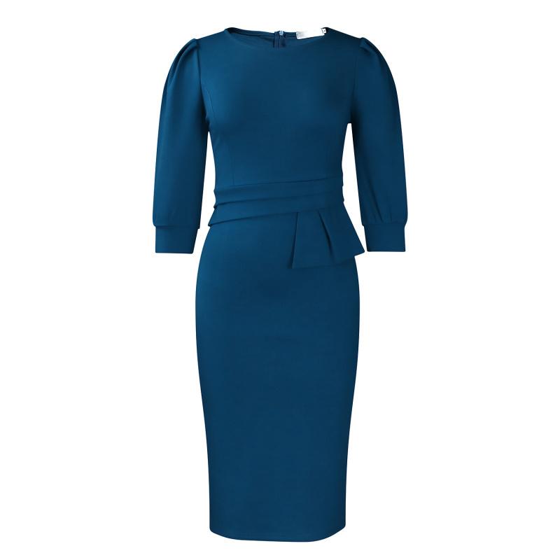 Damenmode Übergröße 2026 neue Mode einfarbig Rundhalsausschnitt OL figurbetontes Kleid