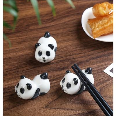 Panda Themed Chopstick Rest, Ceramic Panda Chopstick Holder, Ceramic Craft Ornament, Pen Holder, a Gift from The East, Set of 2.
