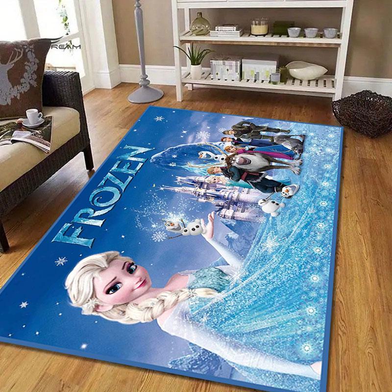 Elsa Queen cartoon pattern rug, Frozen theme, suitable for home, bedroom, bedside rug, and bathroom mat.