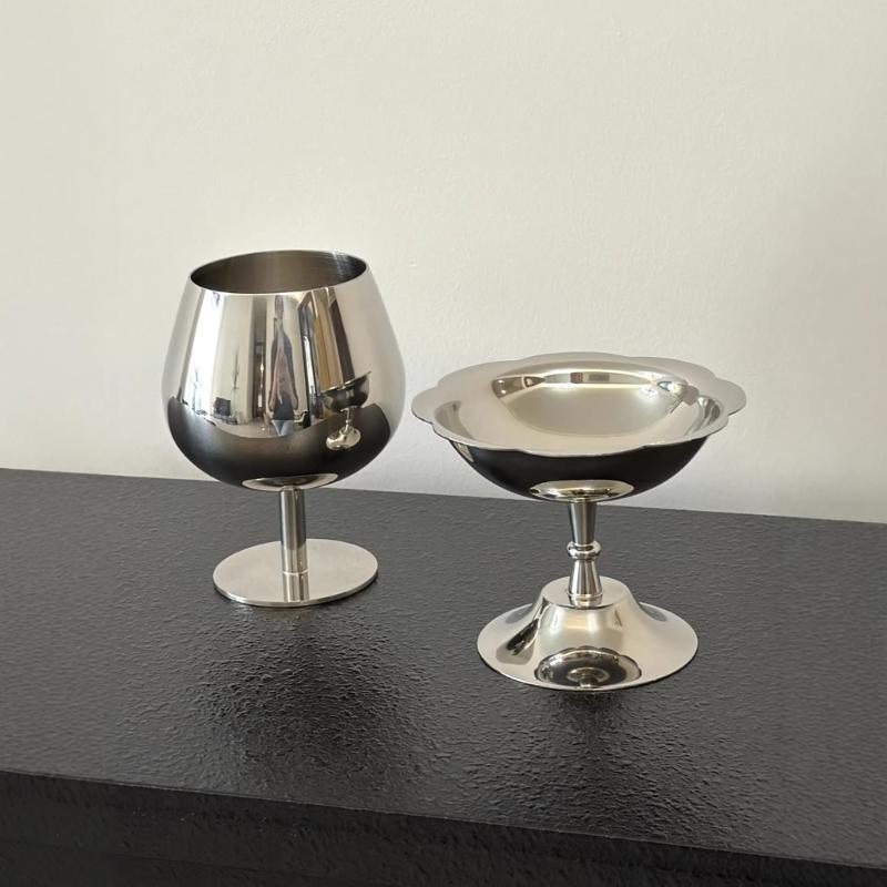 Elegant Stainless Steel Puddings Cups Footed Dish Bowl For Dessert Ice Cream And Cake Perfect For Home Parties And Cafes